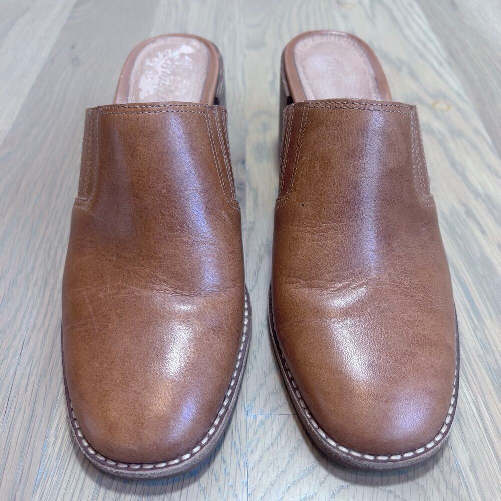 Madewell The Carey Leather Mules Slip On Block Heel Camel Brown Women Size 7.5 - Picture 4 of 10